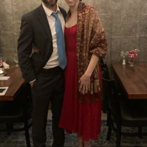 Red stretchy Reformation Jeans dress